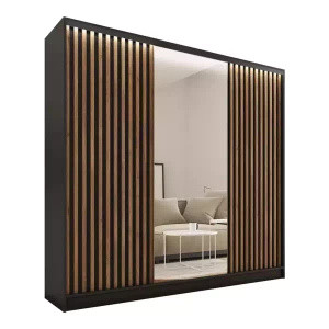 WYPRZEDAŻ Szafa przesuwna z lustrem i lamelami LOFT 200 cm lefkas