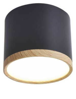 Czarno-drewniana lampa sufitowa punktowa do salonu TUBA LED 4000K