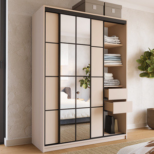 Nowoczesna szafa przesuwna z lustrem i półkami 150 cm EDGE