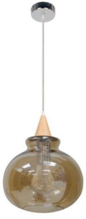 Chromowana lampa wisząca szklana z dymionym kloszem 20 cm ENRIKS E27