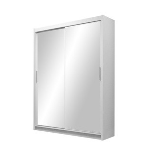 Dwudrzwiowa biała szafa z dużym lustrem 120 cm PASCAL