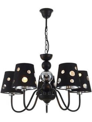 Czarny żyrandol lampa wisząca 5-punktowa do salonu BATLEY metal-tkanina