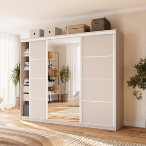 WYPRZEDAŻ Beżowa duża szafa przesuwna z lustrem 250 cm VITA
