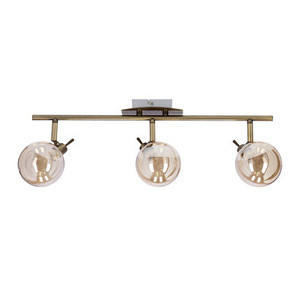 Patynowa lampa sufitowa listwa 3x40W G9 z kloszami bursztynowymi LENTINI