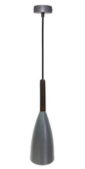 Szara lampa wisząca metal drewno do salonu FLEN E27 regulowana wysokość