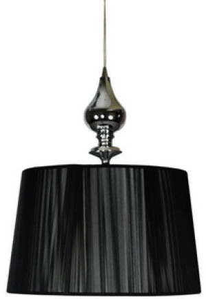 Czarna lampa wisząca regulowana do salonu GILLENIA metal tekstylny abażur