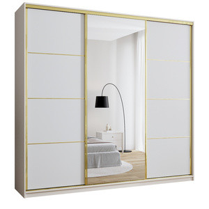 WYPRZEDAŻ Biała szafa przesuwna z lustrem 250 cm GOLD NEW MAX