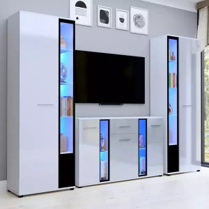 WYPRZEDAŻ Meblościanka biały połysk CUBE XL