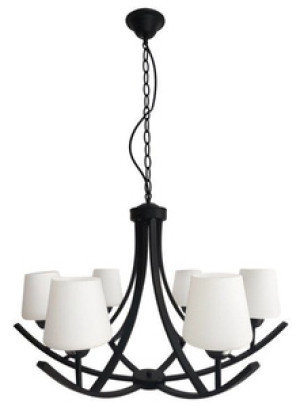 Czarna biała lampa wisząca żyrandol 6xE27 do salonu LONDON metal szkło