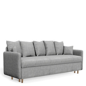 Szara sofa z funkcją spania i pojemnikiem do salonu GRATO