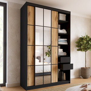 Wysoka szafa przesuwna z lustrem 150 cm do sypialni EDGE MAX