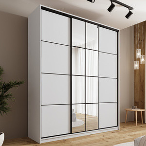 WYPRZEDAŻ Biała szafa przesuwna z lustrem 200 cm do sypialni EDGE MAX