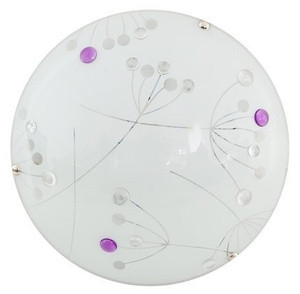 Fioletowa lampa sufitowa plafon LED z ciepłym światłem FLORAL metal szkło