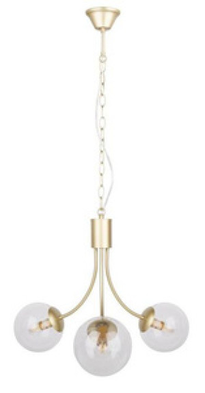 Złota lampa wisząca żyrandol 3-płomienny do salonu DANI metal szkło