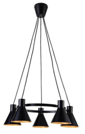 Czarna lampa wisząca sufitowa 5xE27 do salonu MORE metal