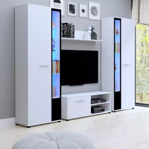 WYPRZEDAŻ Meblościanka Komoda RTV Witryna Cube XL biała