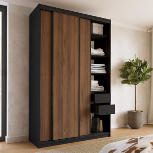 Wysoka szafa przesuwna 150 cm do sypialni LOFT MAX orzech