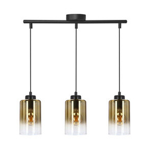 Czarna lampa wisząca 3-punktowa do salonu ASPRA klosz bursztynowy