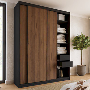 WYPRZEDAŻ Wysoka szafa przesuwna 180 cm do sypialni LOFT MAX orzech