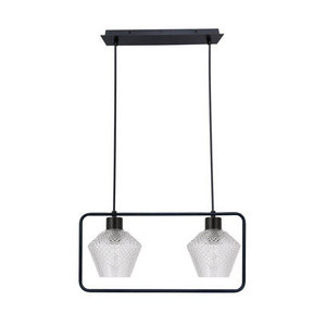 Czarna lampa wisząca z kloszem karbowanym do salonu NIKO