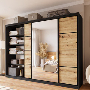 Pojemna szafa z lustrem 280 cm trzydrzwiowa dąb artisan LARGO