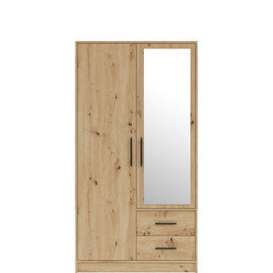 Dwudrzwiowa szafa 100 cm z lustrem i szufladami SEVAS dąb artisan