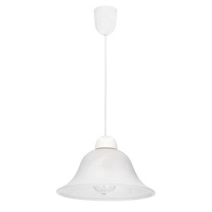 Biała lampa wisząca 1-płomienna do salonu LENIS z kloszem