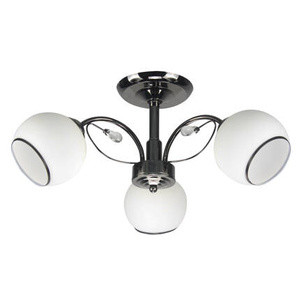 Czarna lampa sufitowa z białym kloszem 3-punktowa GRAPHITE E27