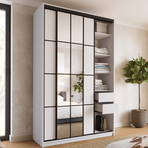 Biała szafa przesuwna z lustrem i drążkami 150 cm EDGE MAX