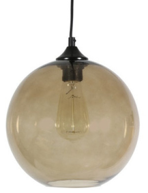 Brązowa lampa wisząca szklana kula do sypialni klasyczna metal szkło