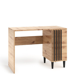 Biurko 100 cm na nóżkach z lamelami i szafką LERON dąb artisan
