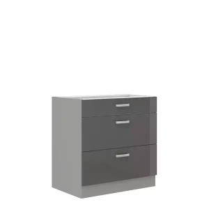 Funkcjonalna szafka kuchenna z szufladami szary połysk 80 cm SILVER