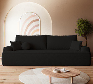 WYPRZEDAŻ Czarna sofa rozkładana z funkcją spania do salonu CARMELLO