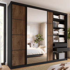 Loftowa szafa przesuwna do sypialni 250 cm z lustrem EDGE MAX