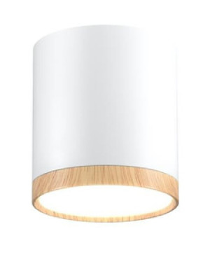 Biała lampa sufitowa LED z drewnianym dekorem do salonu neutralna 4000K
