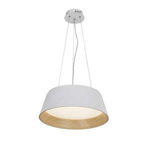 Biała lampa wisząca LED z kloszem do salonu UMBRIA drewno