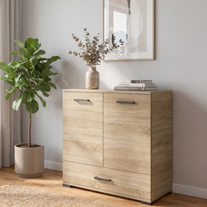 Dwudrzwiowa komoda 90 cm do salonu z szufladą FIORA dąb sonoma