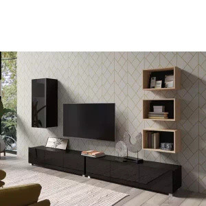Nowoczesna meblościanka czarny połysk MODERN 36