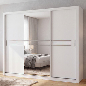 Biała szafa przesuwna z lustrem 250 cm do sypialni IDEA