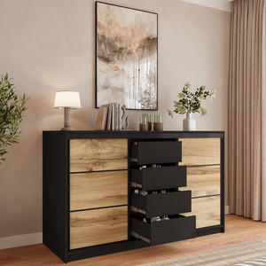 Trzydrzwiowa komoda do sypialni 180 cm z drążkiem LOFT