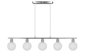 Biała srebrna lampa wisząca kula 5-płomienna do salonu ODEN metal szkło