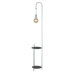 Zielona lampa podłogowa z półką do salonu WALK metal E27