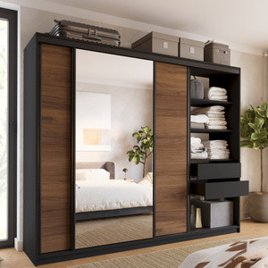 WYPRZEDAŻ Szafa przesuwna z lustrem 250 cm do sypialni LOFT orzech