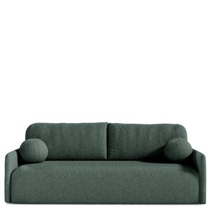 Rozkładana sofa boucle do salonu z funkcją spania zielona CLOUD