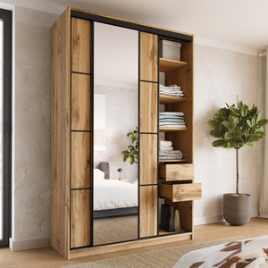Wysoka szafa przesuwna z lustrem 150 cm LOFT MAX dąb wotan