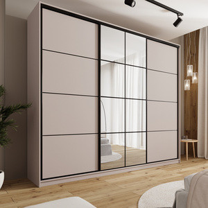 WYPRZEDAŻ Duża beżowa trzydrzwiowa szafa przesuwna 280 cm z półkami EDGE MAX