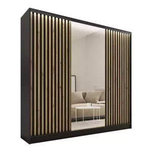 WYPRZEDAŻ Pojemna szafa przesuwna z lustrem lamele LOFT 200 cm