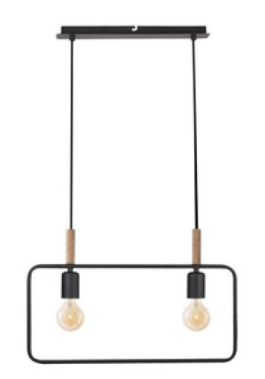 Czarna lampa wisząca regulowana 2-płomienna do salonu FRAME metal drewno