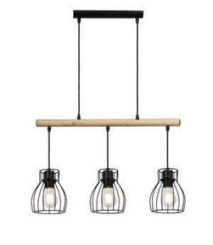Czarna lampa wisząca 3-punktowa do salonu BERNITA metal szkło