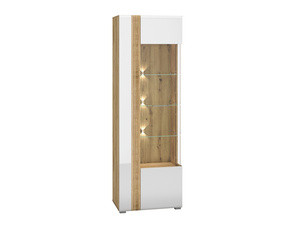 Witryna do salonu ze szklanymi półkami 65 cm ADAGIO biały połysk